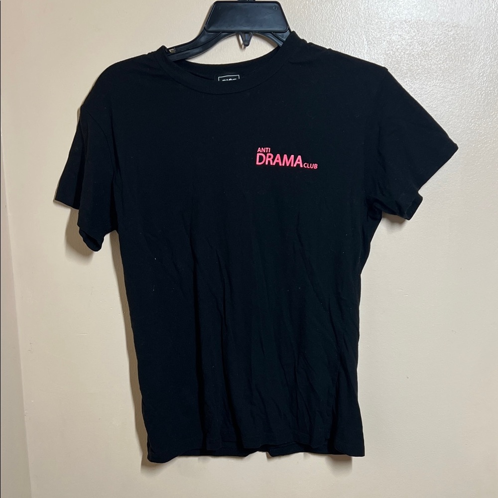 Anti Drama Club Black Tee with Pink Logo - Women’s Top